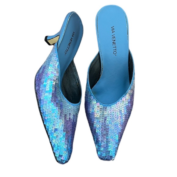 Vintage Shoes - Vintage Y2K Sequin Pointed Kitten Heels size 7